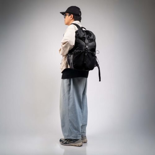 Fertig - Kodama Black Backpack - Tas Backpack Hitam Pria Kompartemen Luas Muat Laptop Free Raincoat